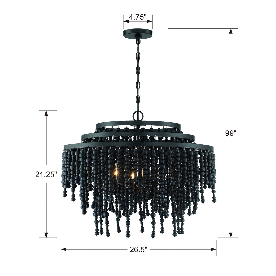 Crystorama Poppy 6 Light Forged Bronze Chandelier