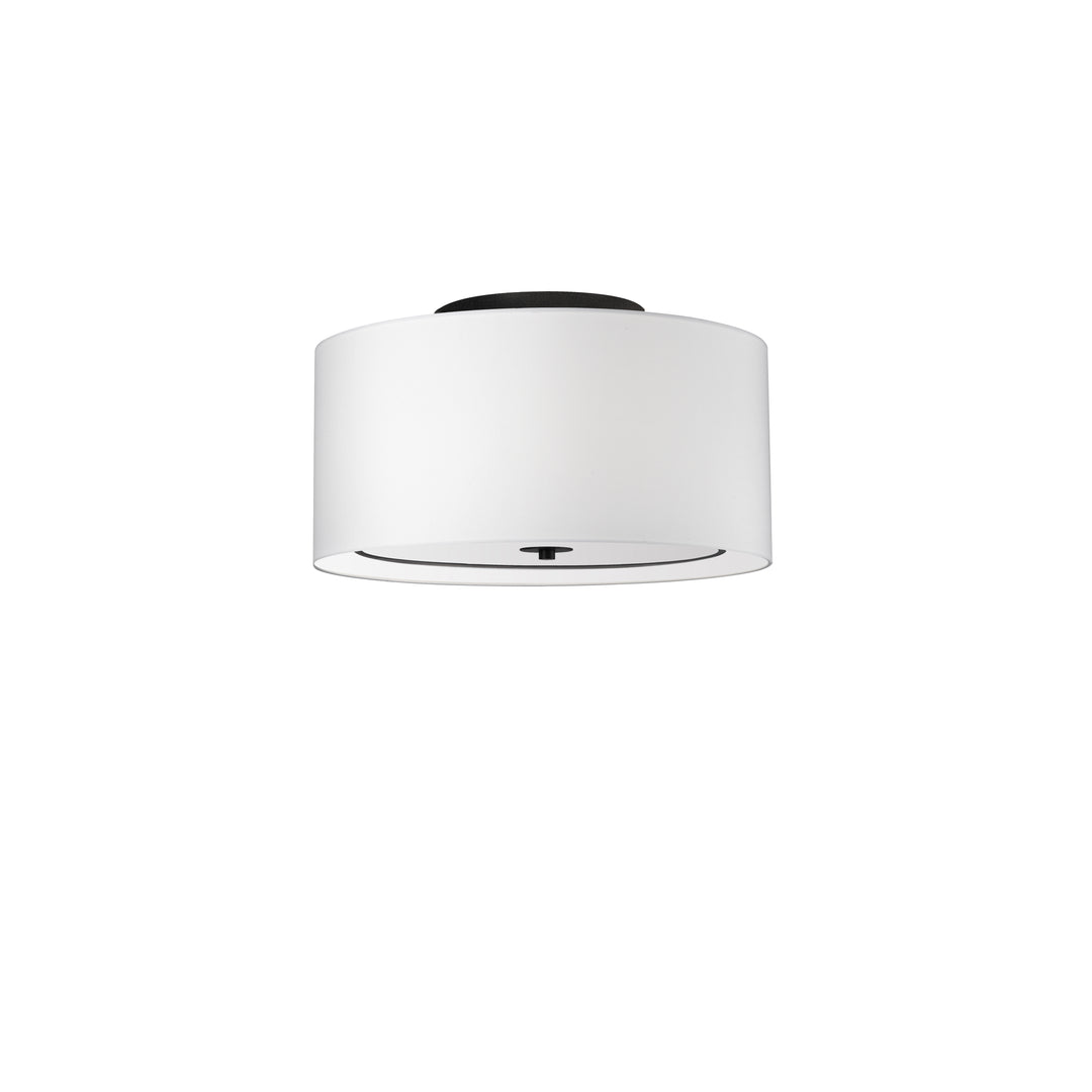 Dainolite 3 Light Incandescent Flush Mount, Matte Black with White Shade