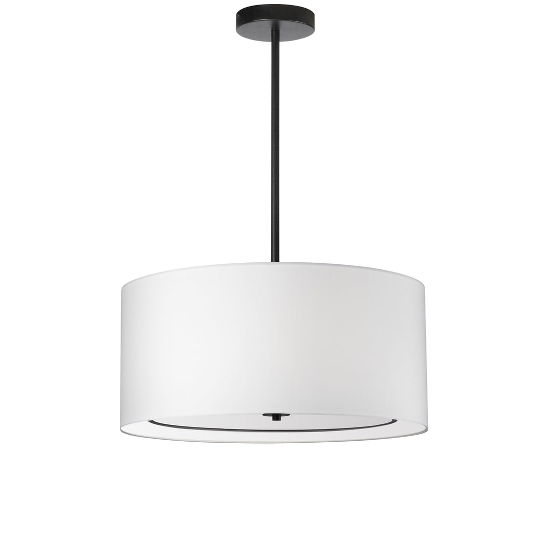 Dainolite 4 Light Incandescent Pendant, Matte Black with White Shade