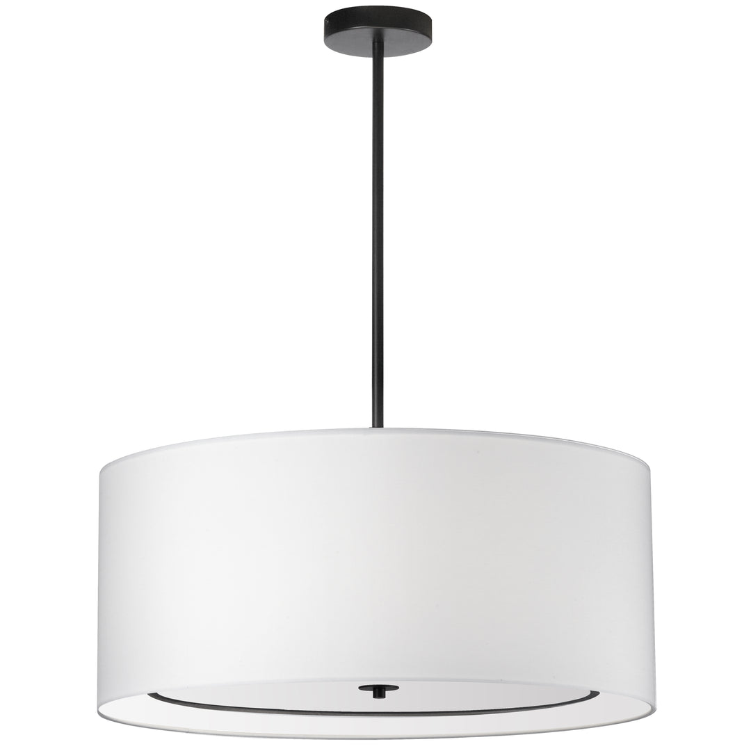 Dainolite 4 Light Incandescent Pendant, Matte Black with White Shade