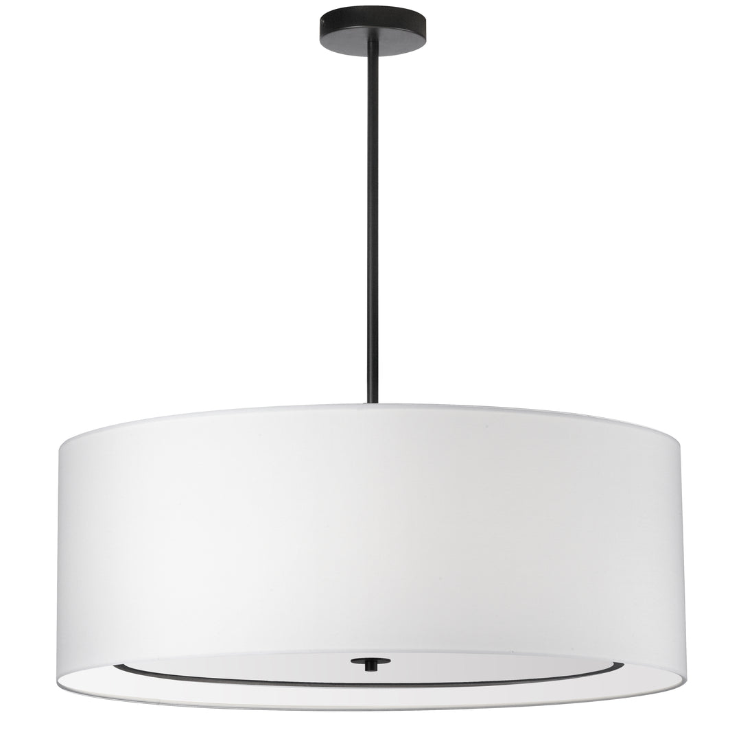 Dainolite 4 Light Incandescent Pendant, Matte Black with White Shade