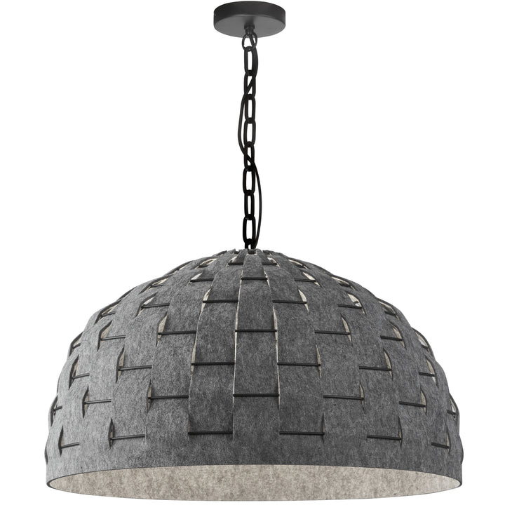 Dainolite 1 Light Incandescent Pendant, Matte Black with Grey Felt Shade