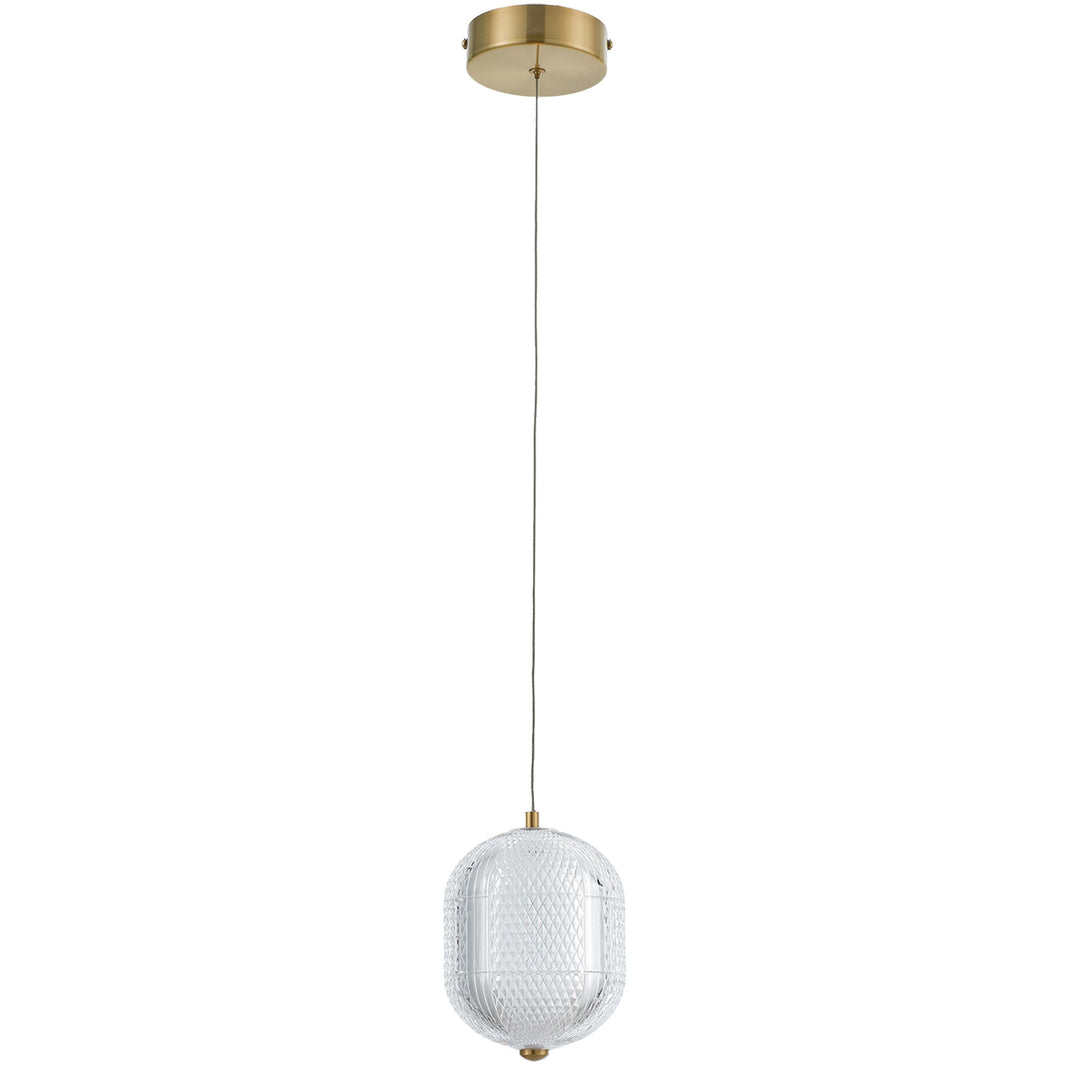 Dainolite 8.5W Pendant Aged Brass with Clear Acrylic Diffuser