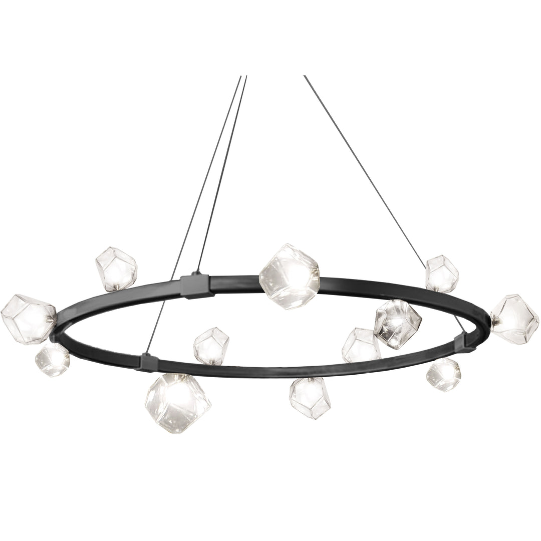 Dainolite 12 Light Halogen Chandelier, Aged Brass w/ Clear Glass