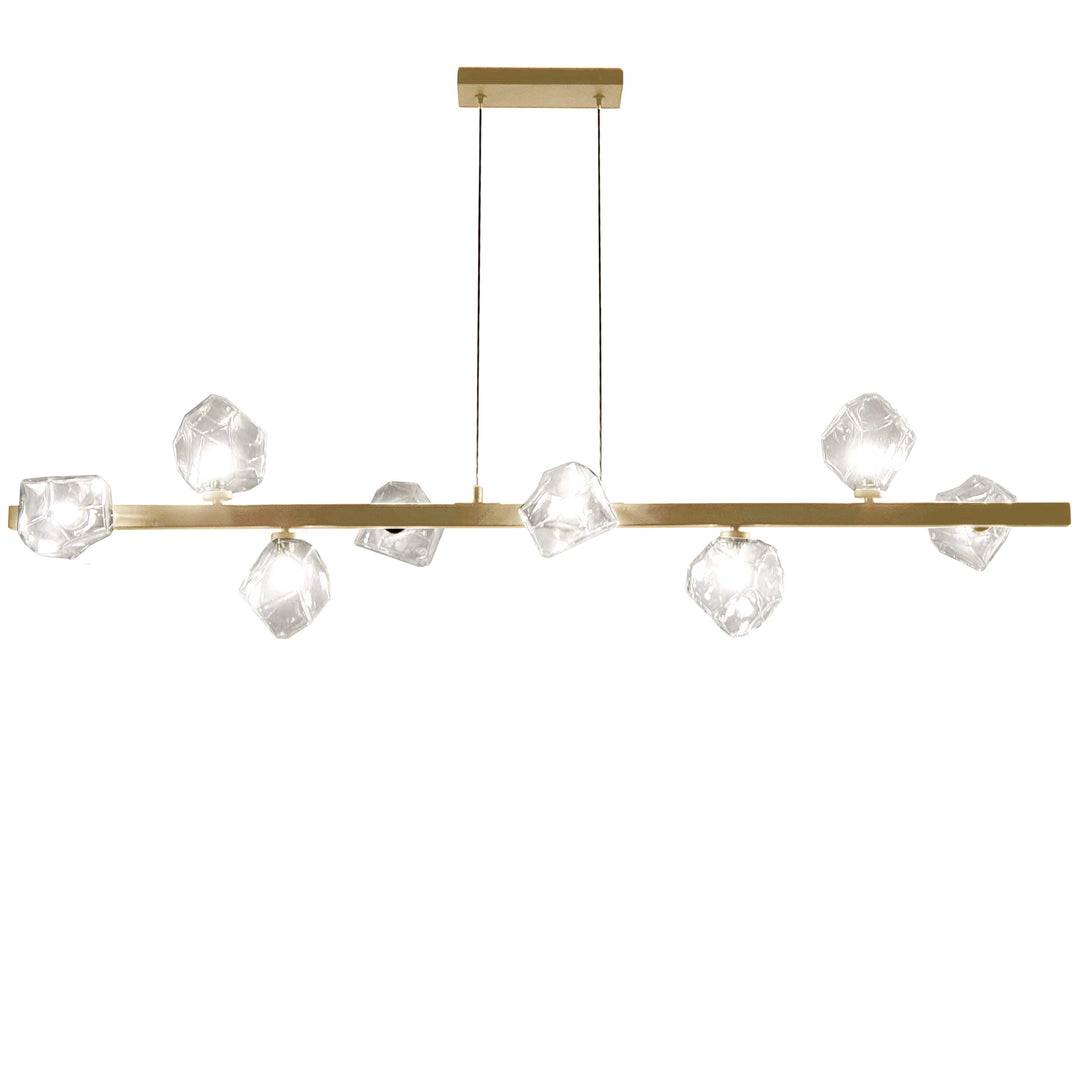 Dainolite 8 Light Halogen Horizontal Pendant, Aged Brass w/ Clear Glass