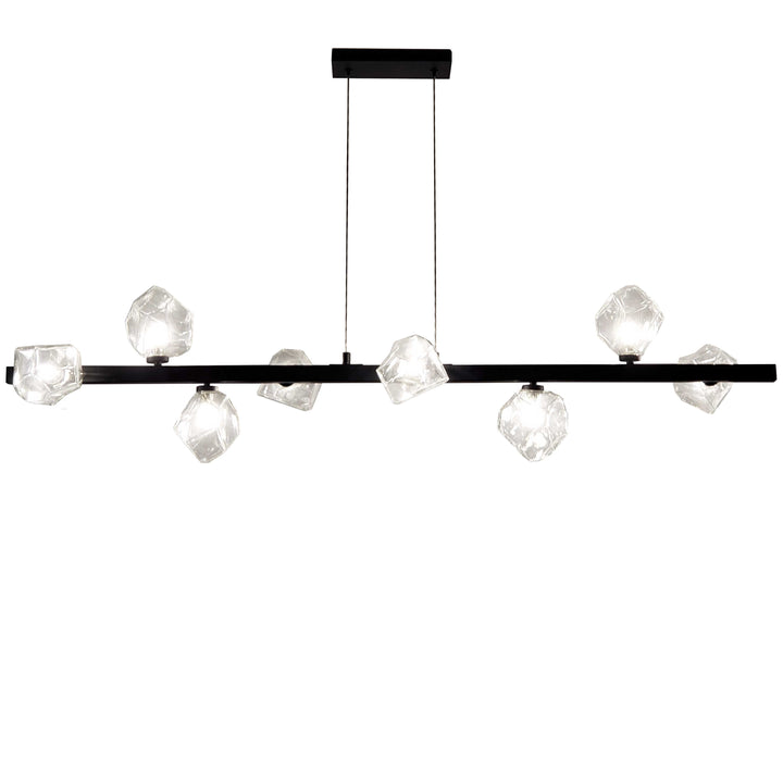 Dainolite 8 Light Halogen Horizontal Pendant, Aged Brass w/ Clear Glass