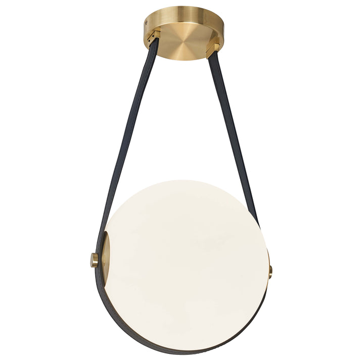 Dainolite 15W Pendant Aged Brass with White Opal Glass