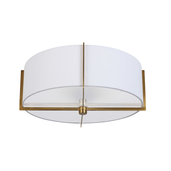 Dainolite 3 Light Incandescent Semi-Flush Mount, Aged Brass with Black Shade