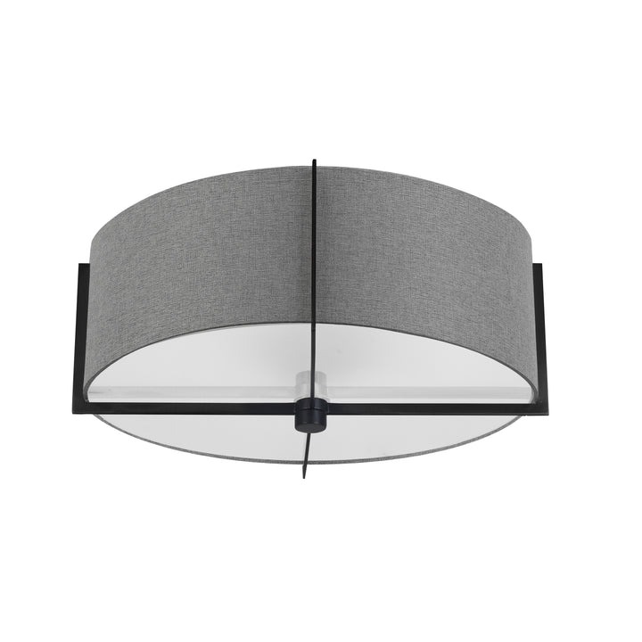 Dainolite 3 Light Incandescent Semi-Flush Mount, Aged Brass with Black Shade