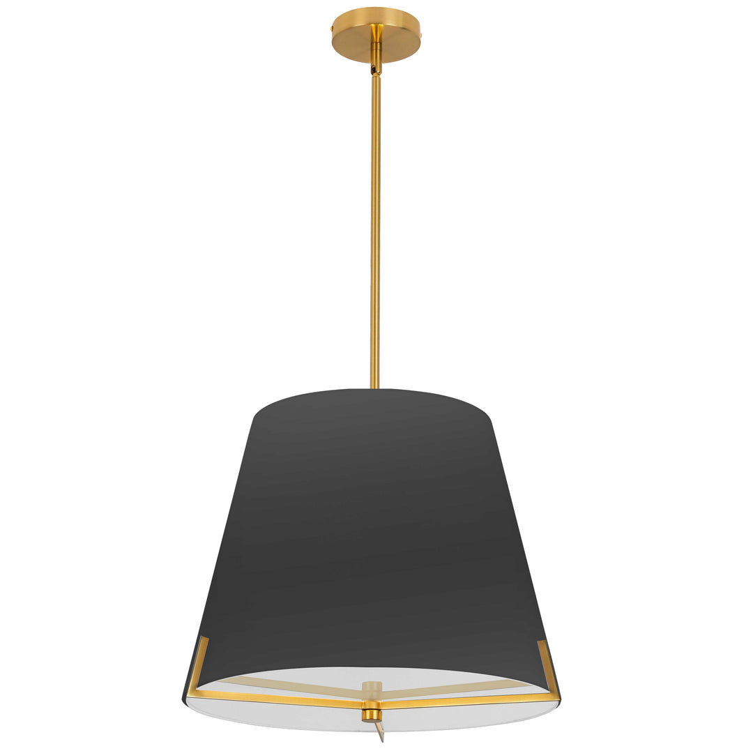 Dainolite 4 Light Incandescent Pendant Aged Brass with Black Fabric shade