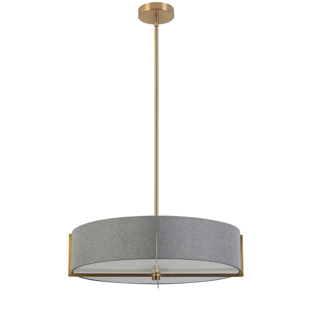 Dainolite 4 Light Incandescent Pendant, Aged Brass with Black Shade