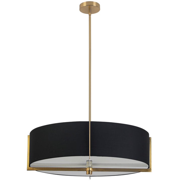 Dainolite 4 Light Incandescent Pendant, Aged Brass with Black Shade