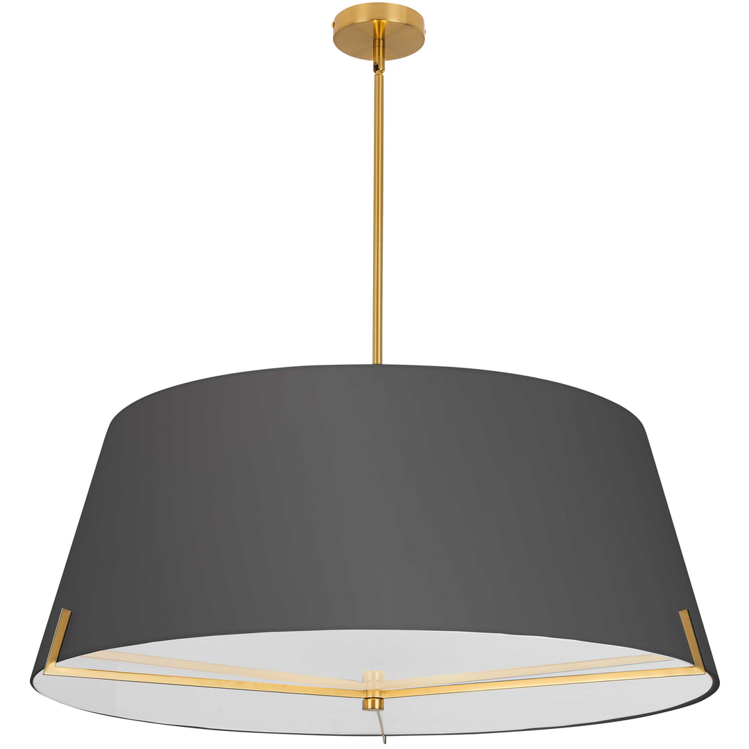 Dainolite 4 Light Incandescent Pendant Aged Brass with Black Fabric shade