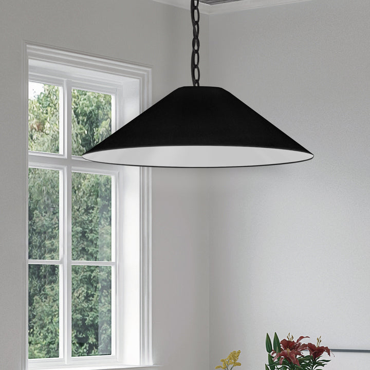 Dainolite 1 Light Incandescent Pendant, Matte Black with Black Shade