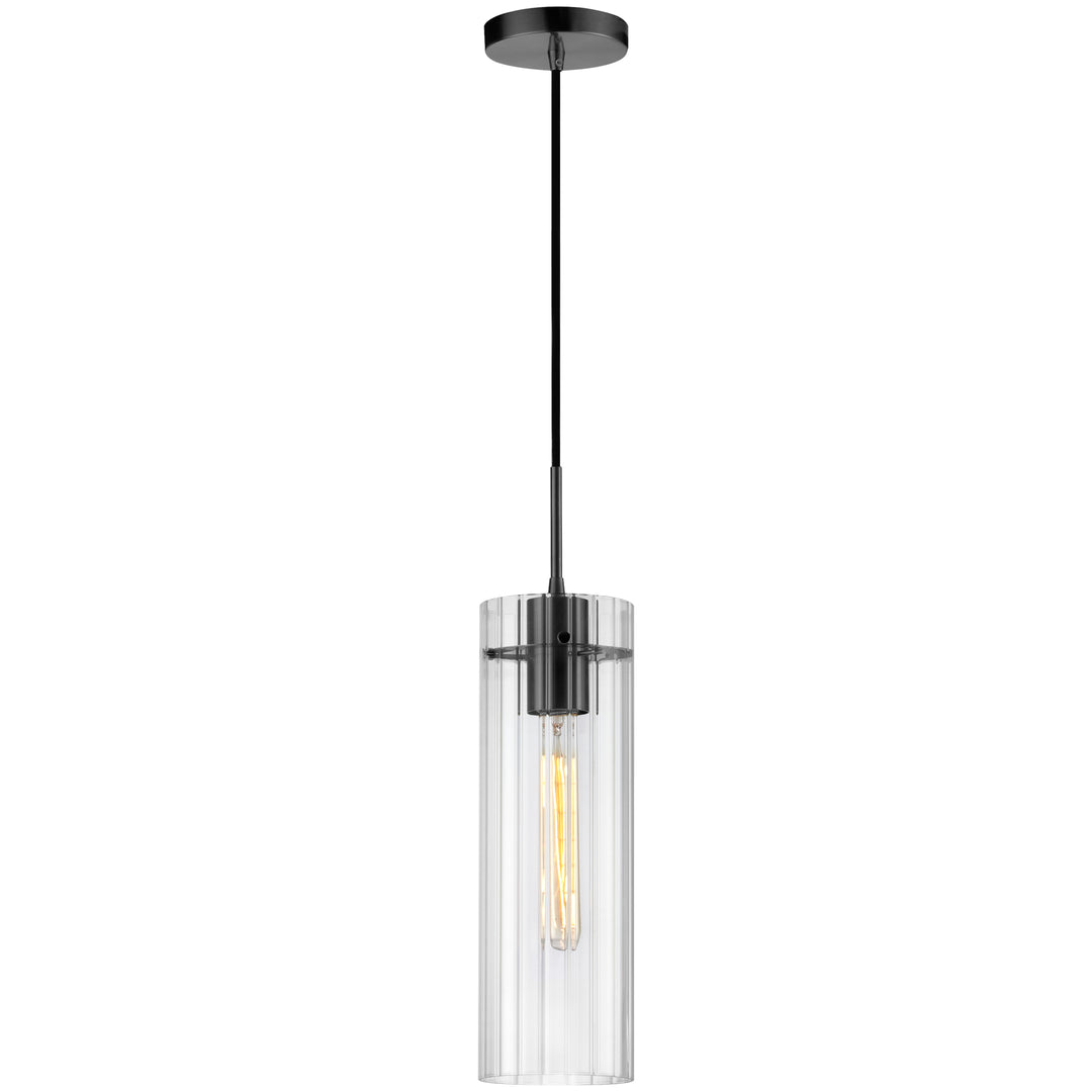 Dainolite 1 Light Incand Pendant, Aged Brass w/ Clear Fluted Glass