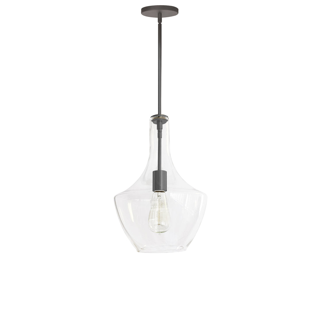 Dainolite 1 Light Incandescent Pendant, Matte Black with Clear Glass