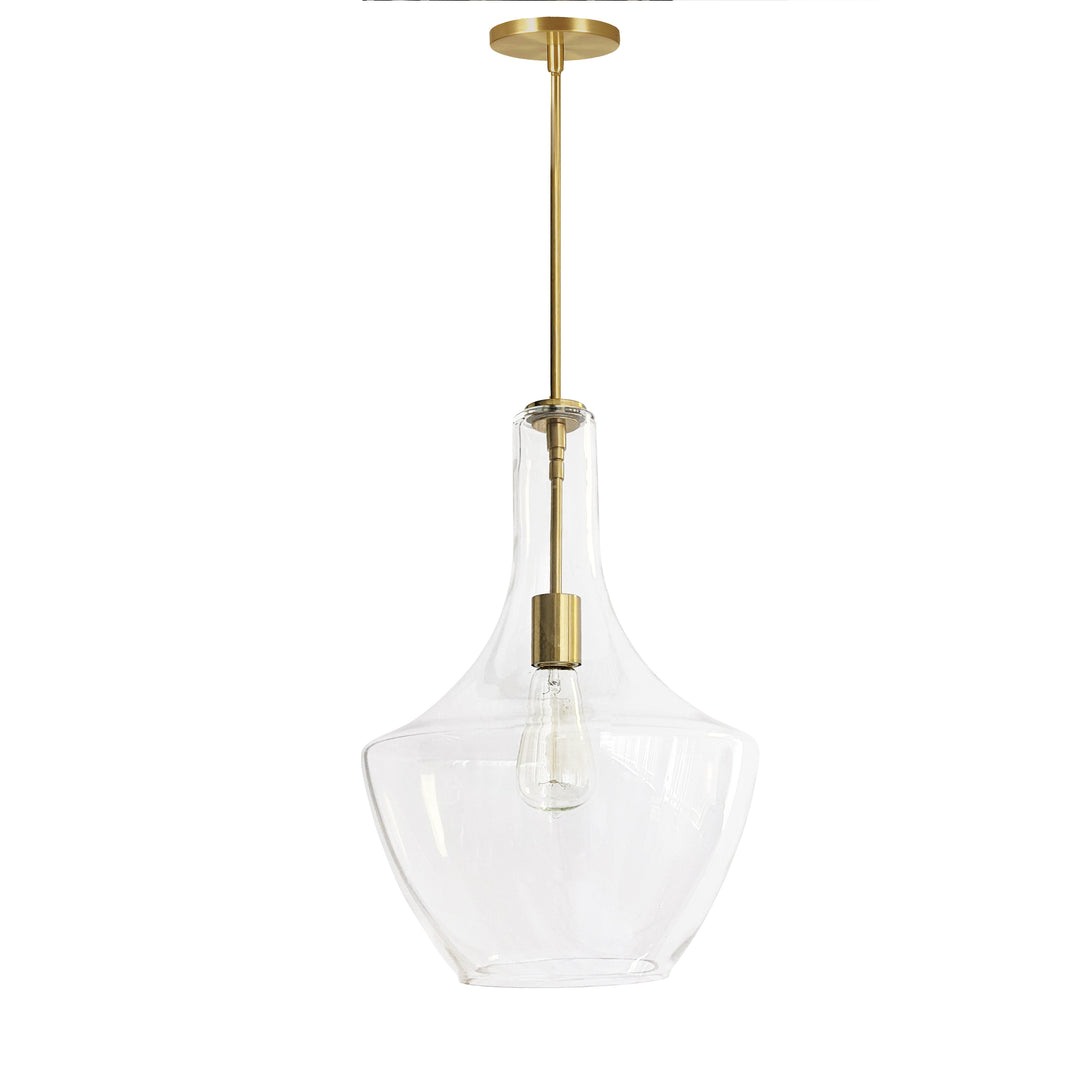 Dainolite 1 Light Incandescent Pendant, Aged Brass with Clear Glass