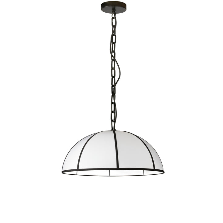 Dainolite 1 Light Incandescent Pendant, Matte Black with White Shade and Black Trim