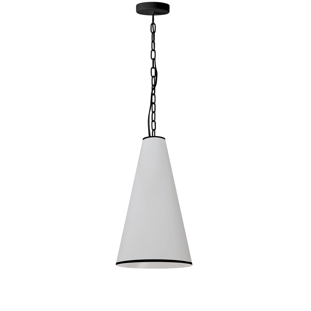 Dainolite 1 Light Incandescent Pendant, Matte Black with White Shade and Black Trim