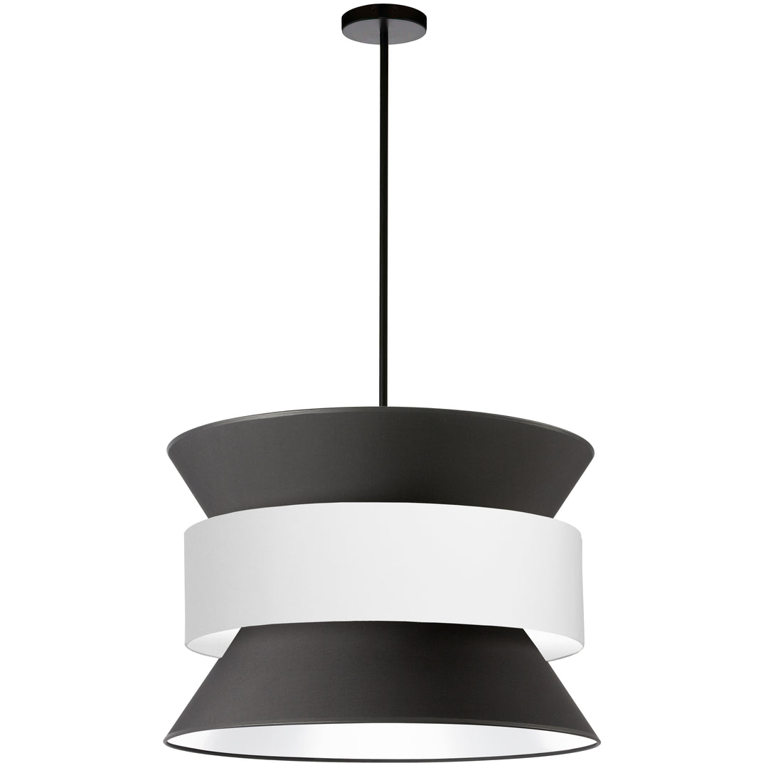 Dainolite 4 Light Incandescent Pendant Matte Black with Black & White Shade