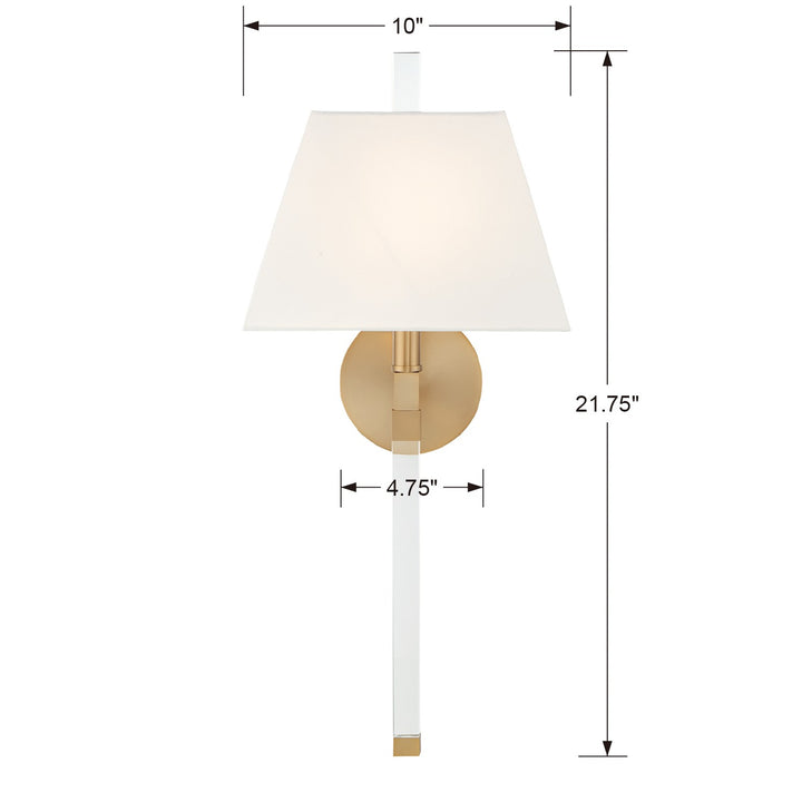 Crystorama Renee 1 Light Aged Brass Sconce