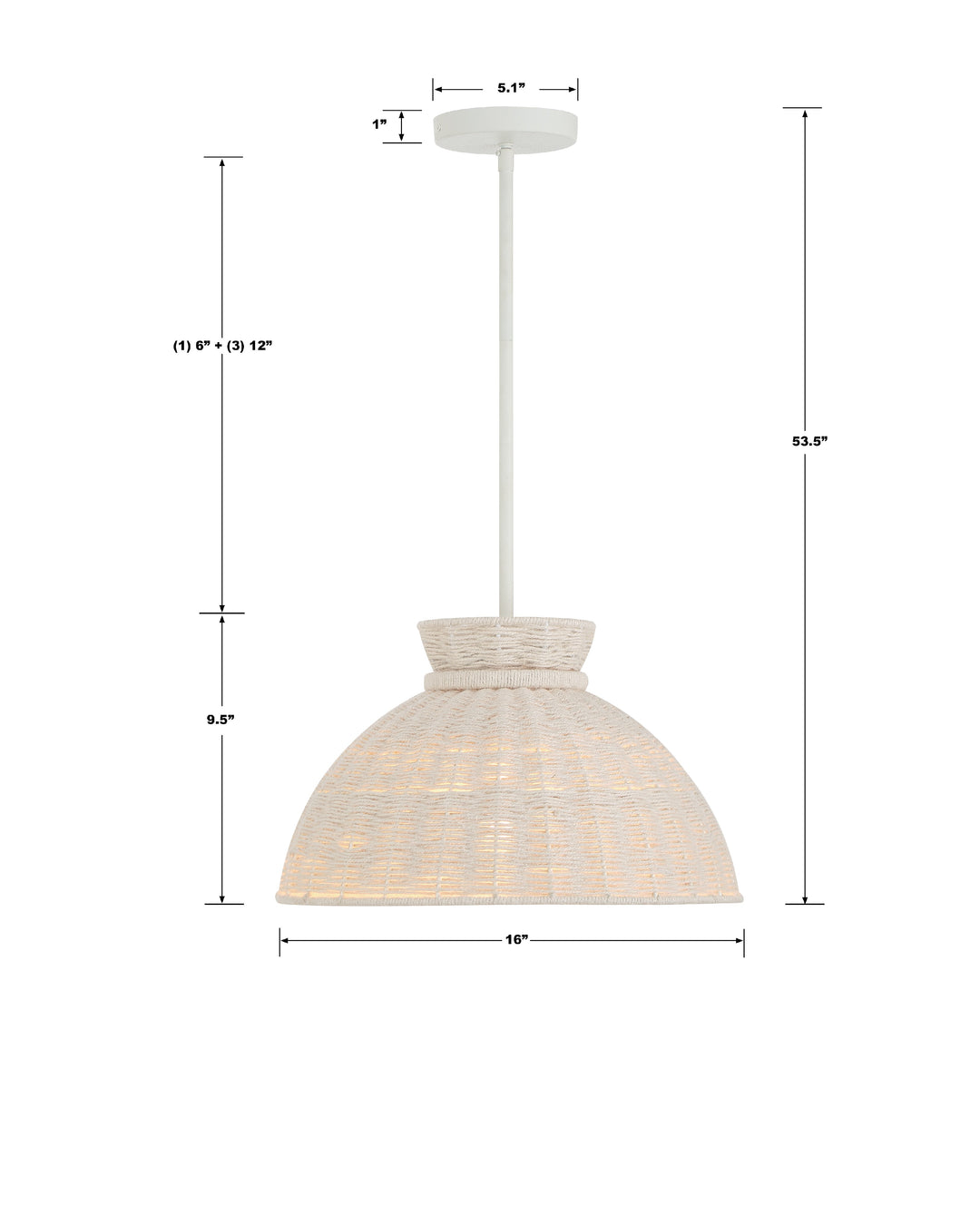 Crystorama Reese 1 Light Matte White Pendant