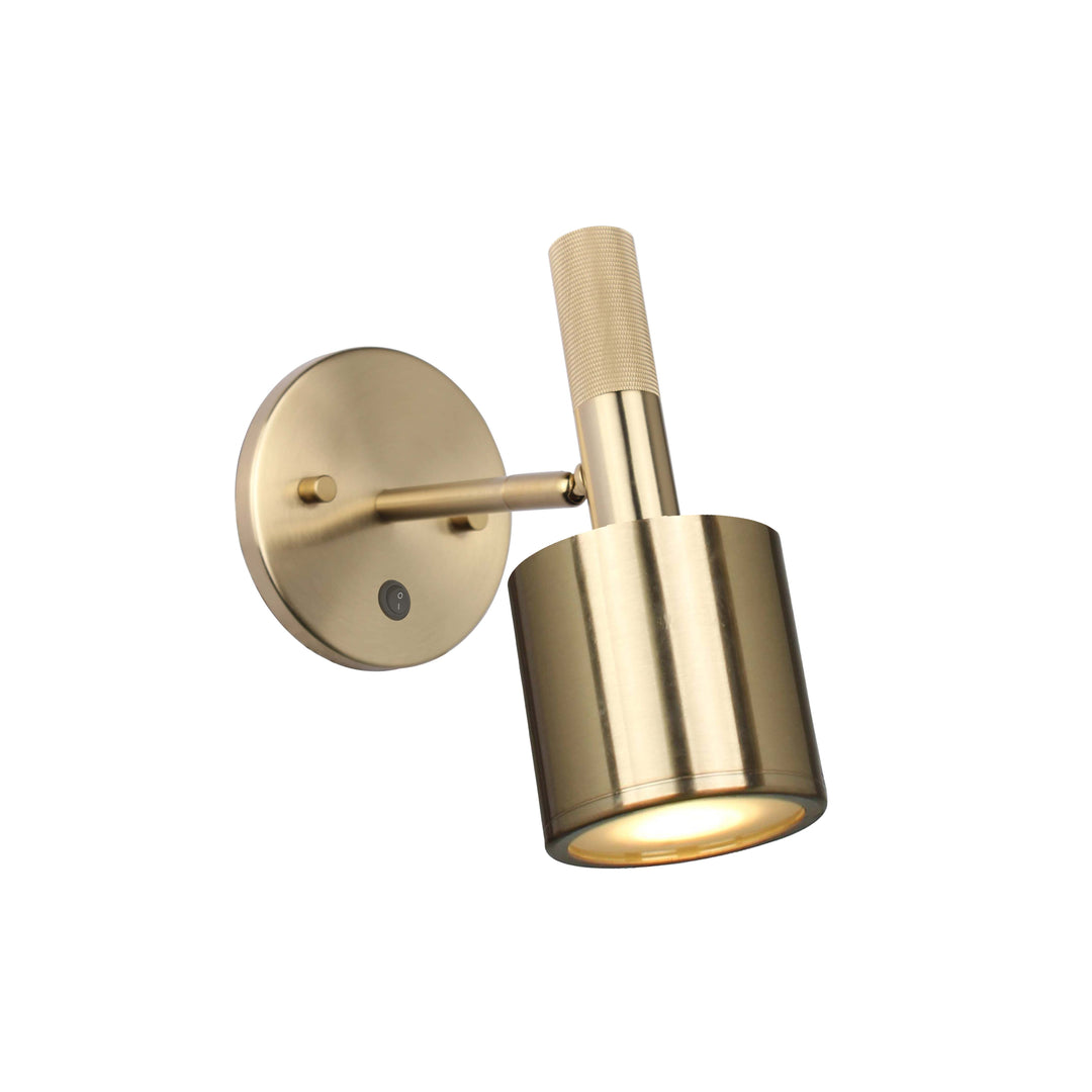 Dainolite 1 Light Halogen Wall Satin Chrome Aged Brass with Frosted Diffuser