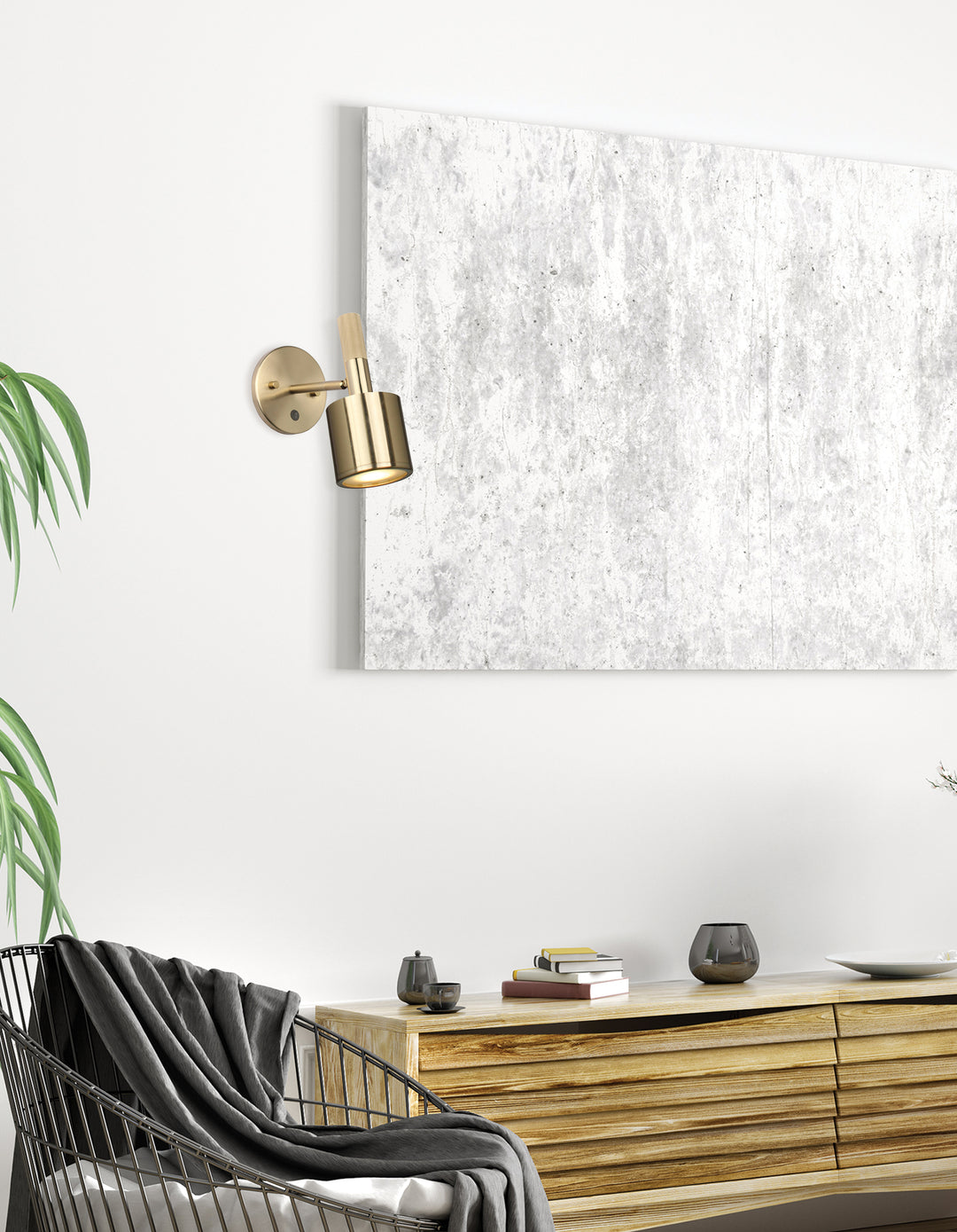 Dainolite 1 Light Halogen Wall Satin Chrome Aged Brass with Frosted Diffuser