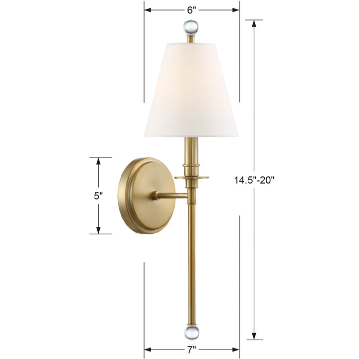 Crystorama Riverdale 1 Light Aged Brass Sconce