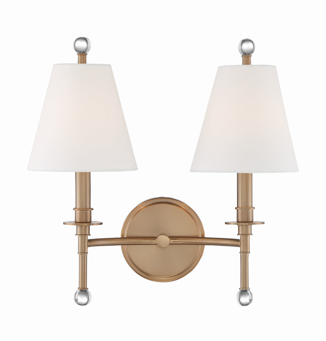 Crystorama Riverdale 2 Light Aged Brass Sconce