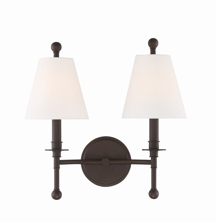 Crystorama Riverdale 2 Light Aged Brass Sconce