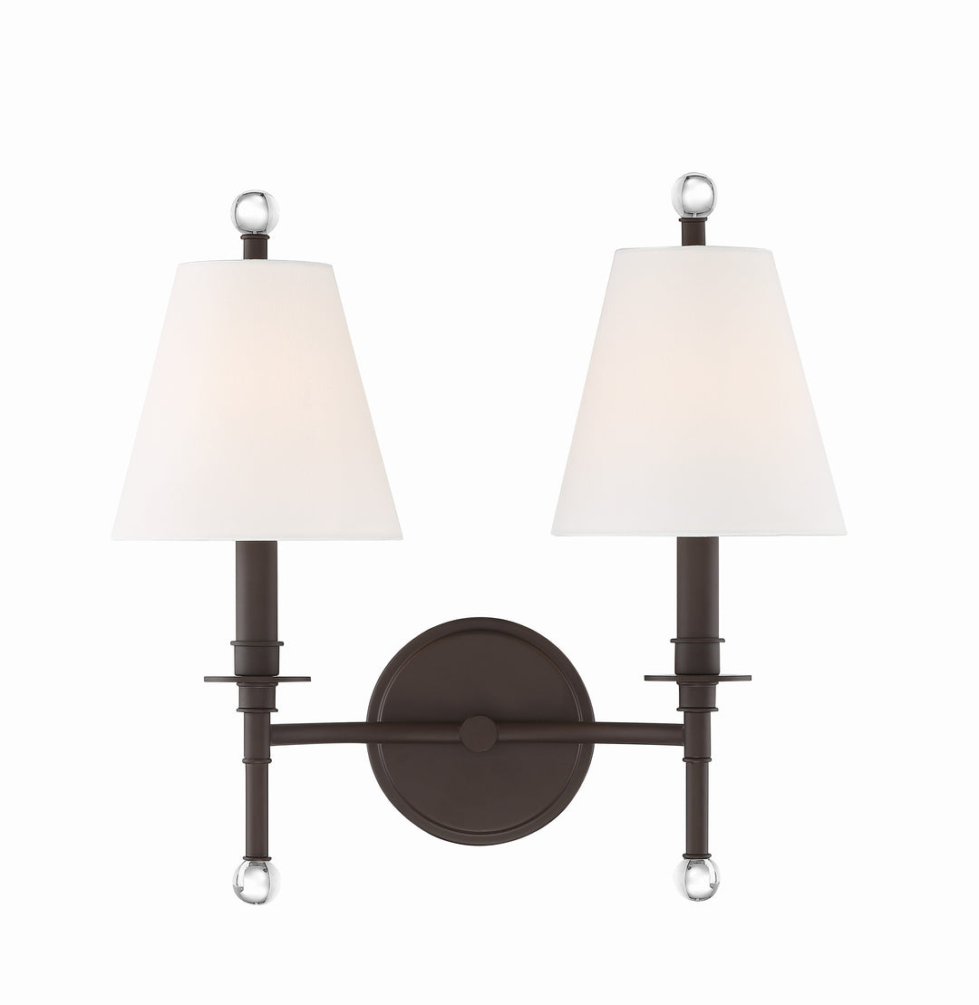 Crystorama Riverdale 2 Light Aged Brass Sconce