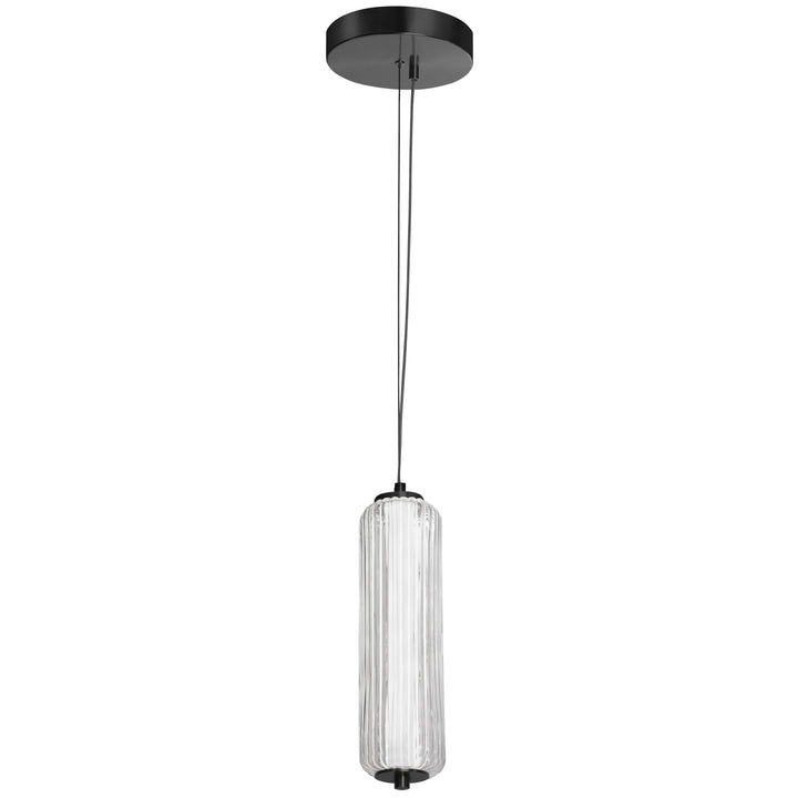 Dainolite 10W LED Pendant, Aged Brass with Clear Fluted Glass