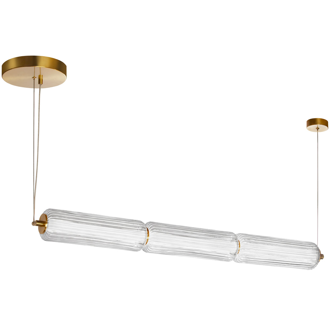 Dainolite 30W LED Horizontal Pendant, Aged Brass with Clear Fluted Glass