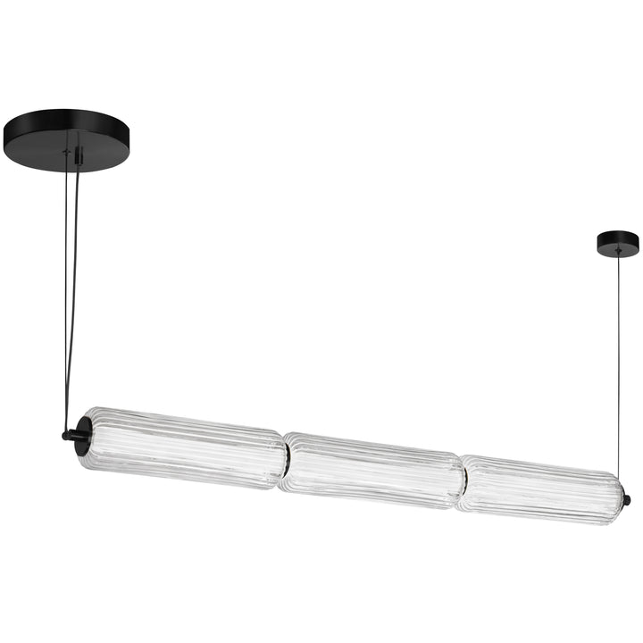 Dainolite 30W LED Horizontal Pendant, Aged Brass with Clear Fluted Glass