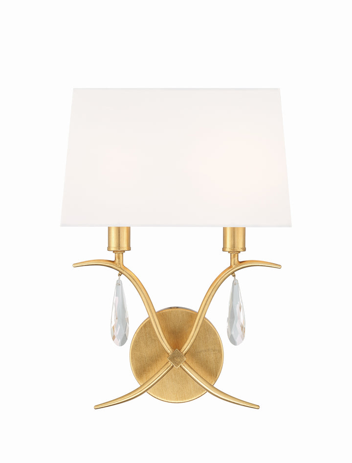 Crystorama Rollins 2 Light Antique Gold Sconce