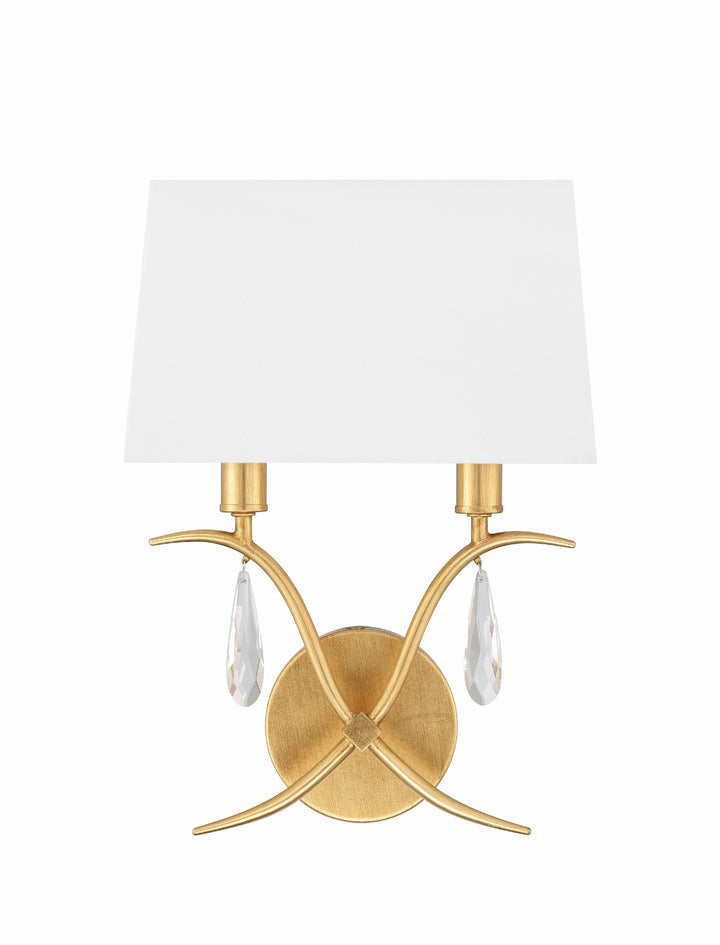 Crystorama Rollins 2 Light Antique Gold Sconce