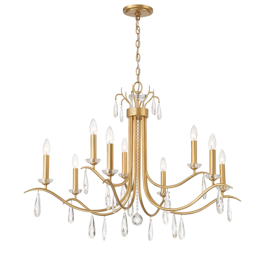 Rollins 9 Light Antique Gold Chandelier