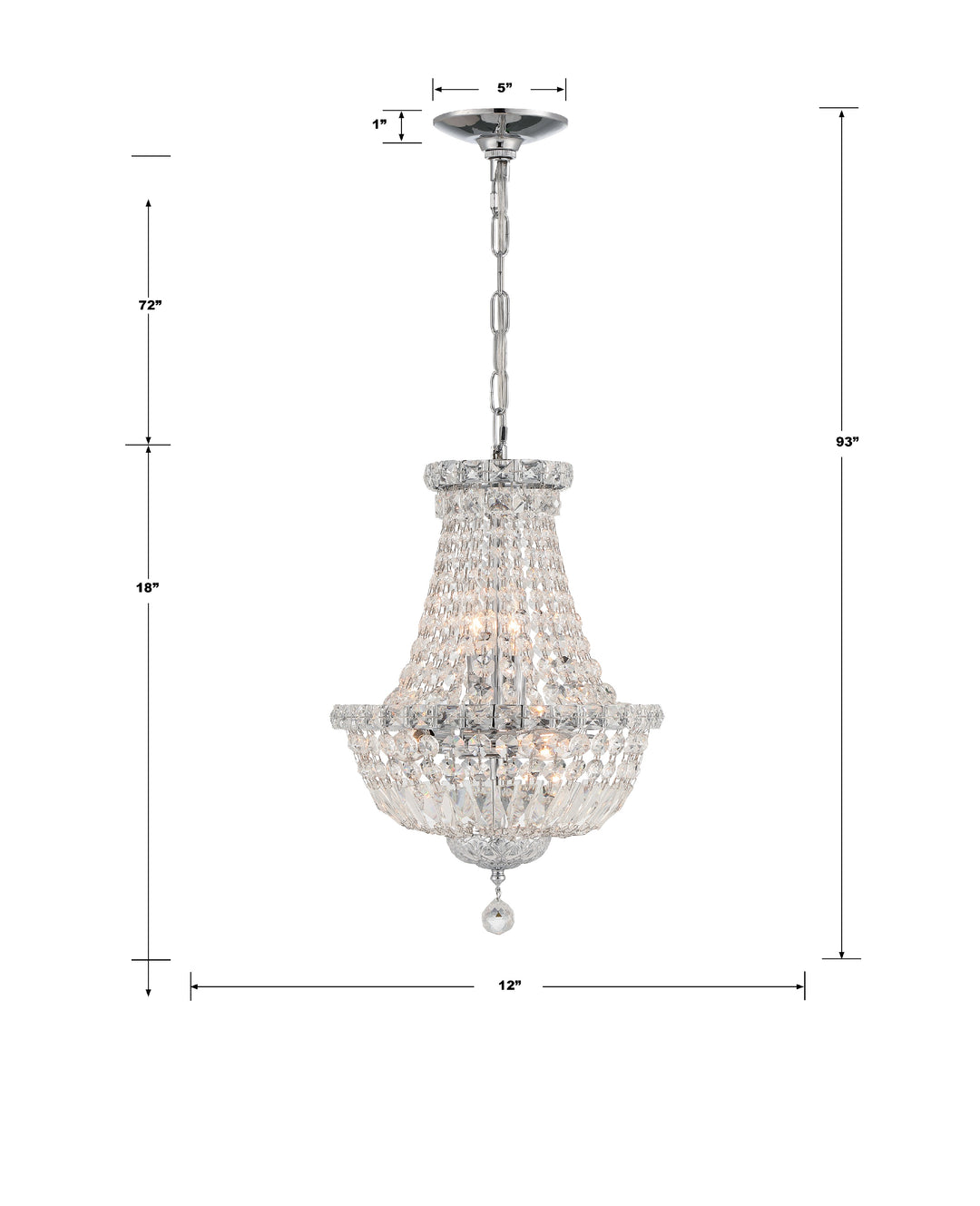 Crystorama Roslyn 5 Light Polished Chrome Mini Chandelier