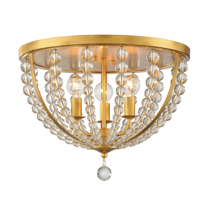 Crystorama Roxy 3 Light Antique Gold Flush Mount