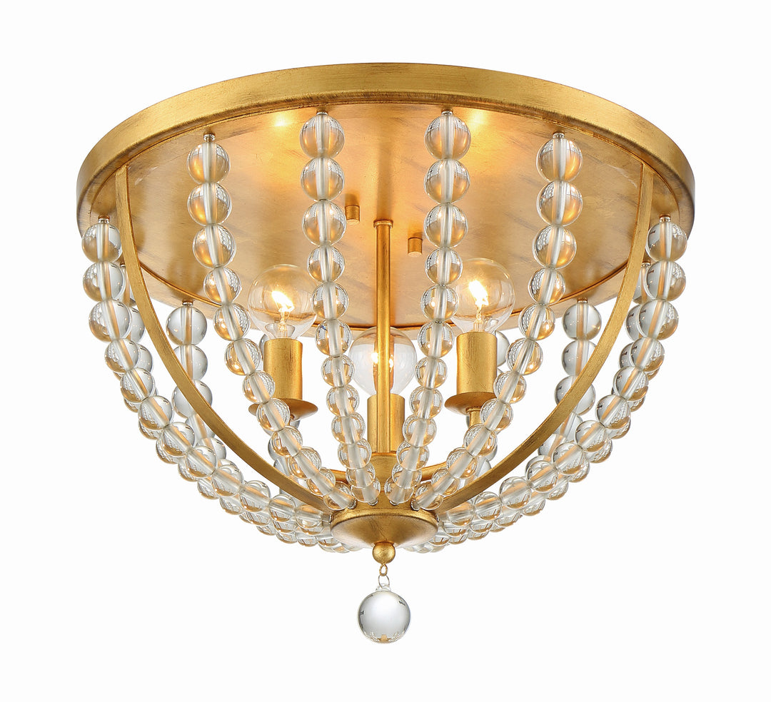 Crystorama Roxy 3 Light Antique Gold Flush Mount