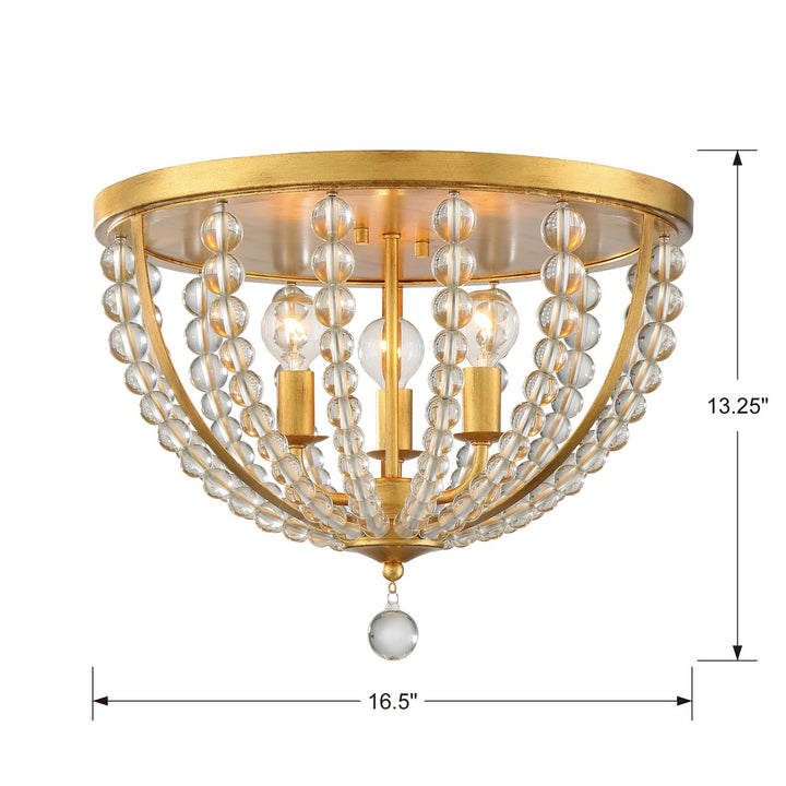 Crystorama Roxy 3 Light Antique Gold Flush Mount