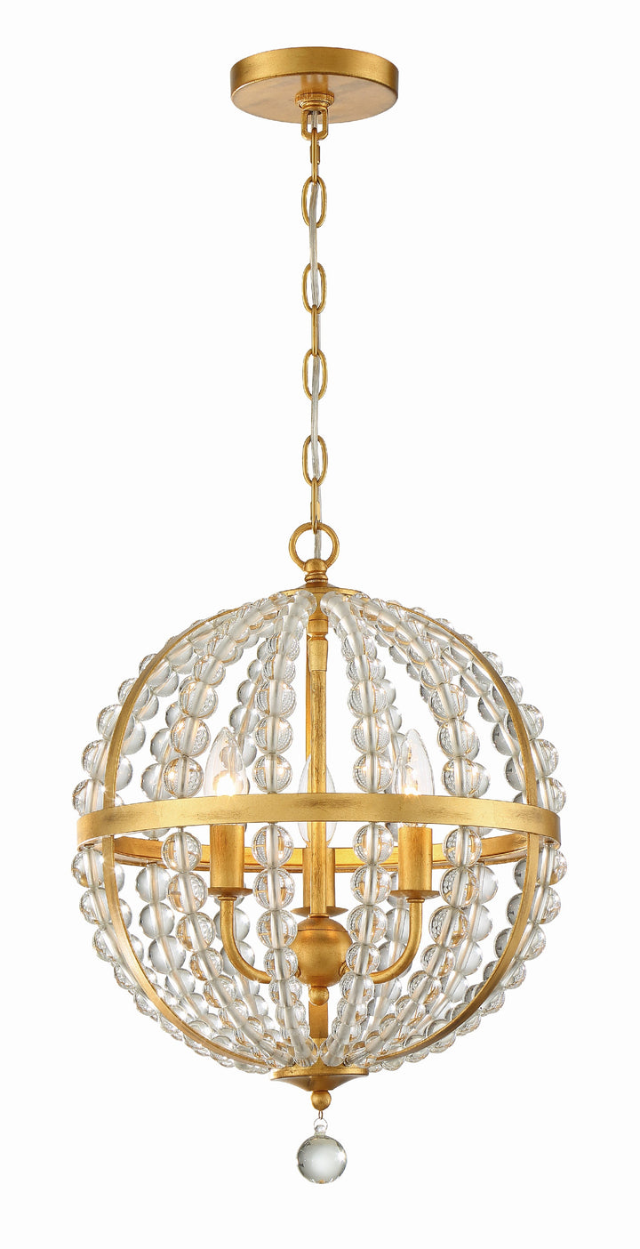 Crystorama Roxy 3 Light Antique Gold Mini Chandelier