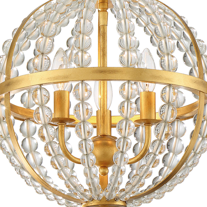 Crystorama Roxy 3 Light Antique Gold Mini Chandelier