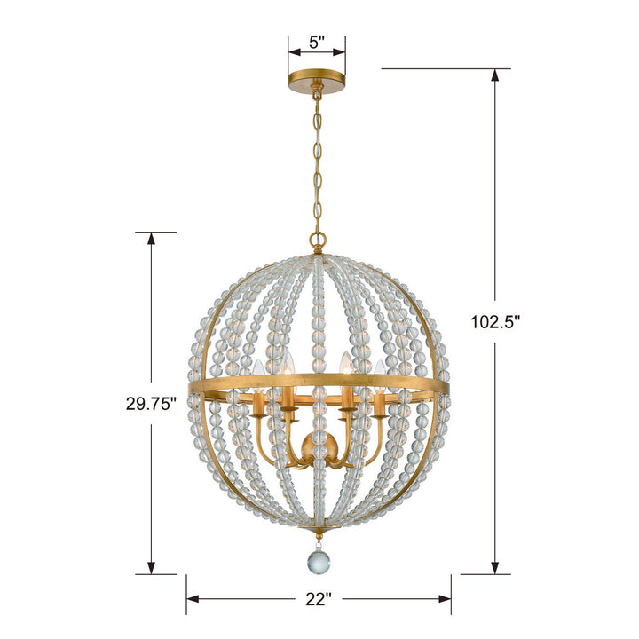 Crystorama Roxy 6 Light Antique Gold Chandelier