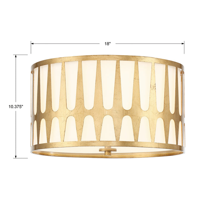 Crystorama Royston 3 Light Antique Gold Flush Mount