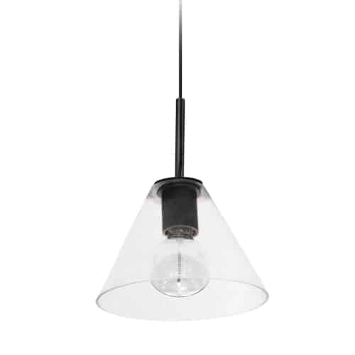 Dainolite 1 Light Matte Black Pendant w/ Clear Glass