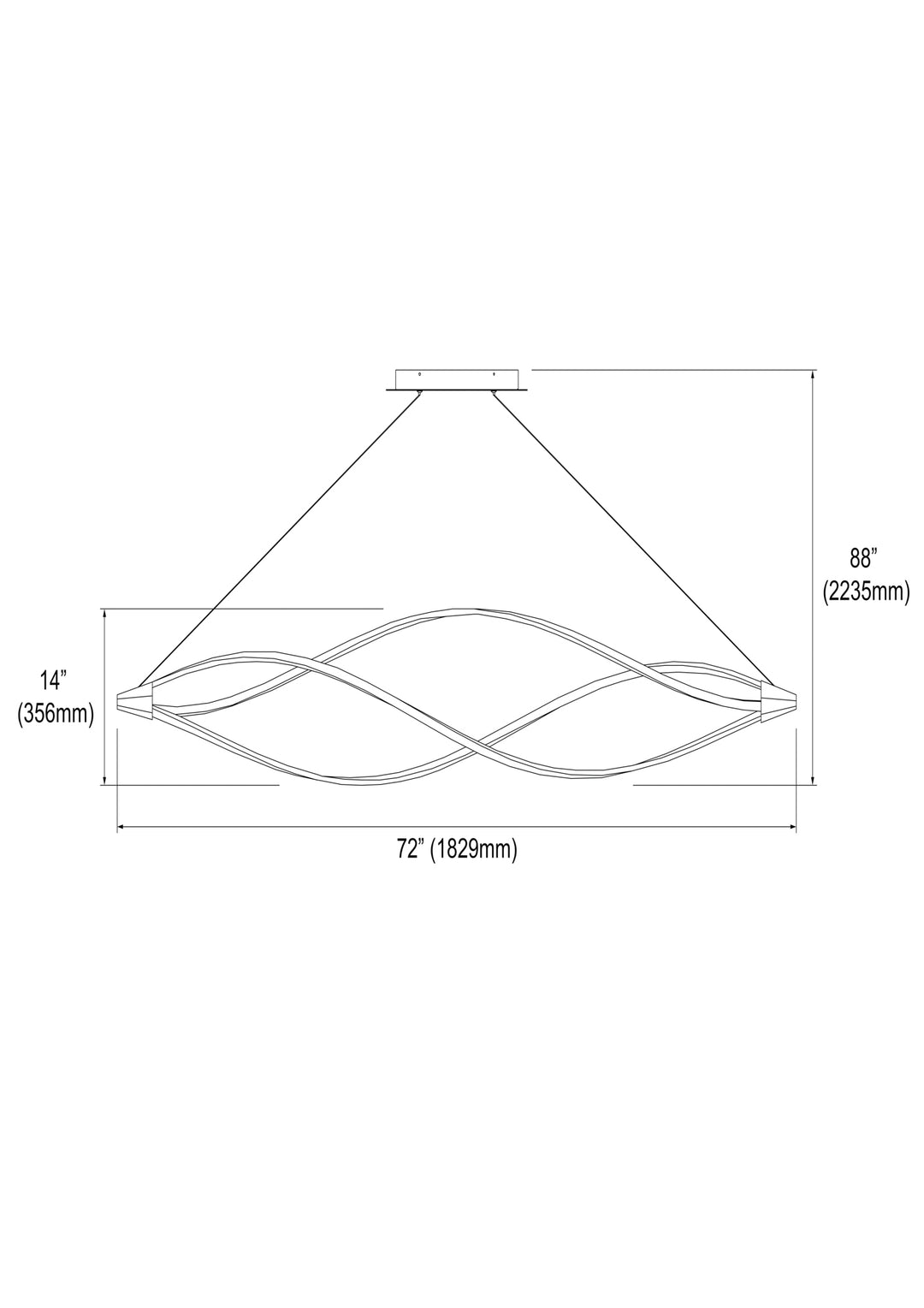 Dainolite 53W LED Horizontal Pendant, Satin Chrome Finish