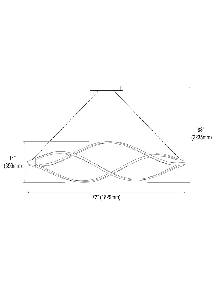 Dainolite 53W LED Horizontal Pendant, Satin Chrome Finish