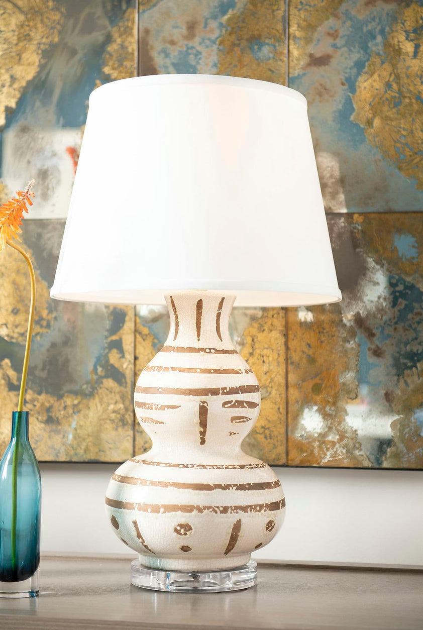 Shino Lamp (Lamp Only) - Ivory and Brown